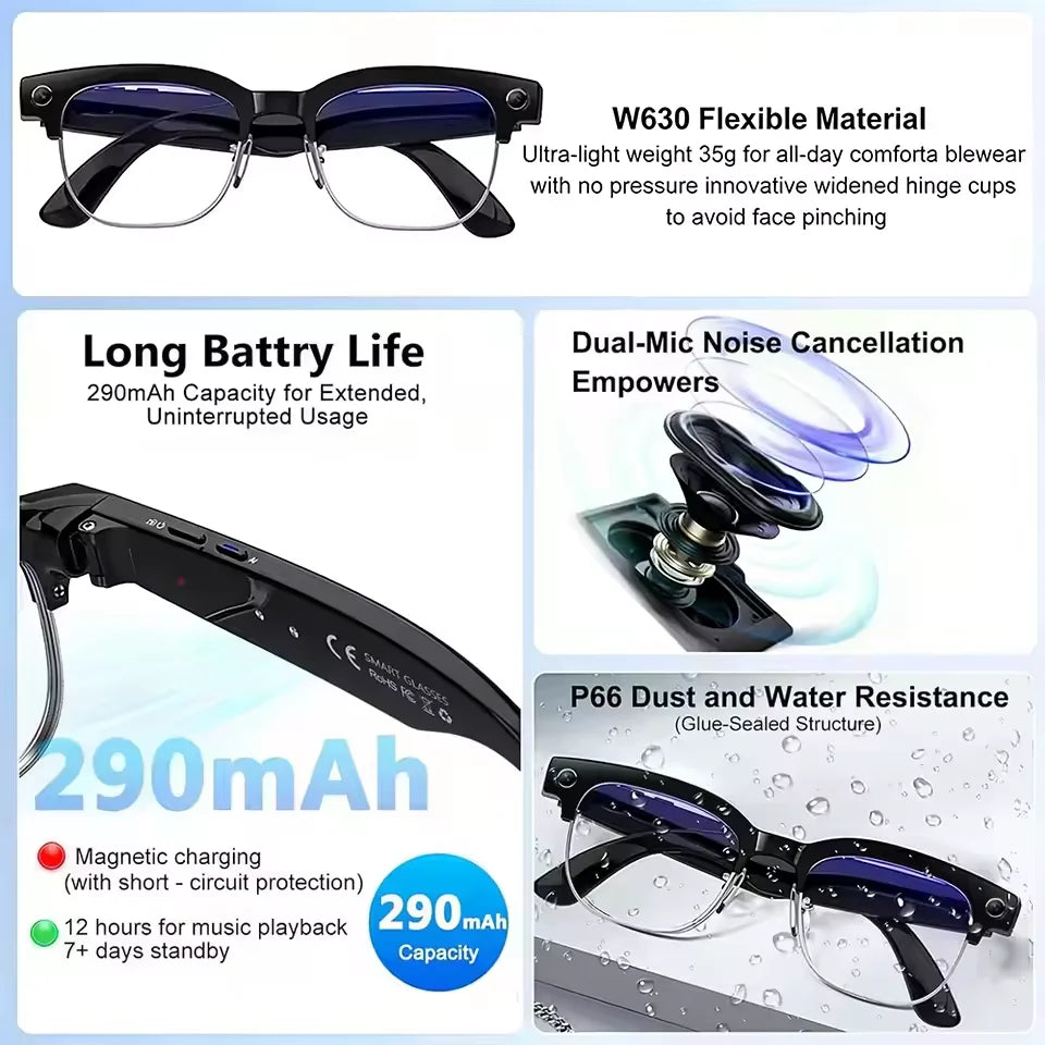 TAVYU W630 KI Smart Brille – Dual-Kamera, ChatGPT 4.0 & Bluetooth
