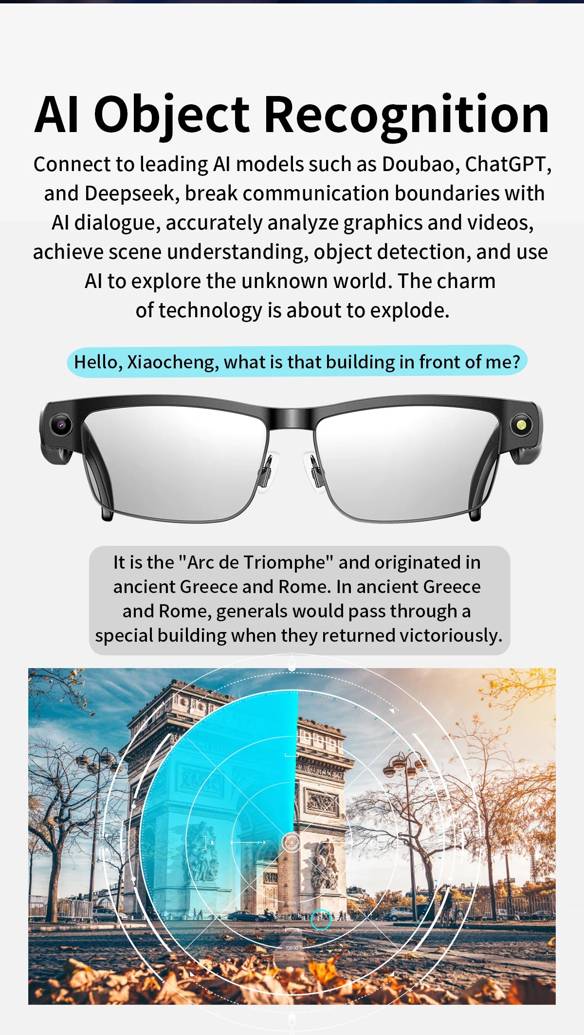 KI Smart Brille 2026 – 800W Kamera, 1200P Anti-Shake HD Video, Übersetzung & BT Anruf