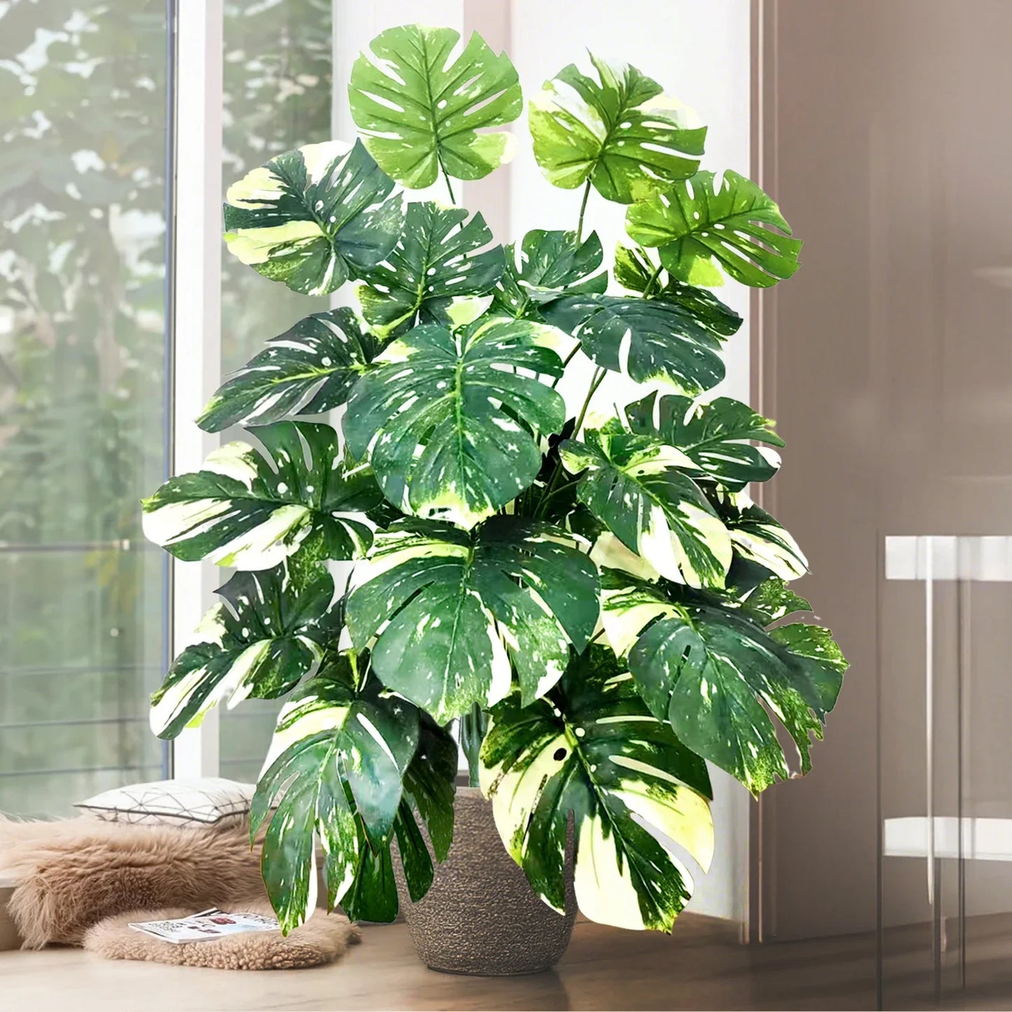 Künstliche Pflanzen Deko – Tropische Monstera für Wohnzimmer