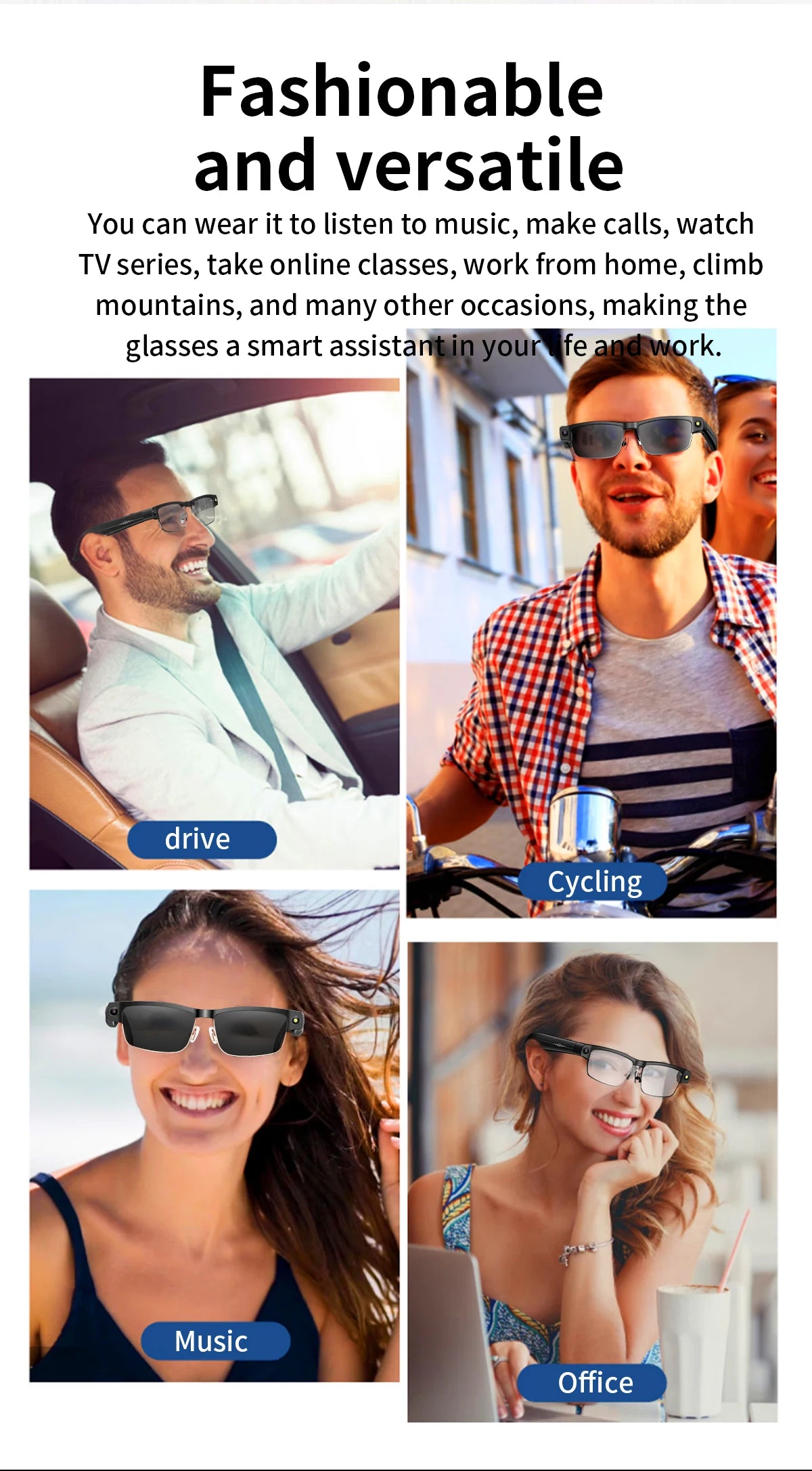 KI Smart Brille 2026 – 800W Kamera, 1200P Anti-Shake HD Video, Übersetzung & BT Anruf