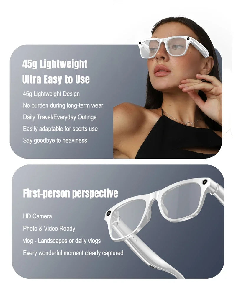 6K AI Kamera Brille – Photochrom, ChatGPT, Übersetzung in 75 Sprachen & Bluetooth