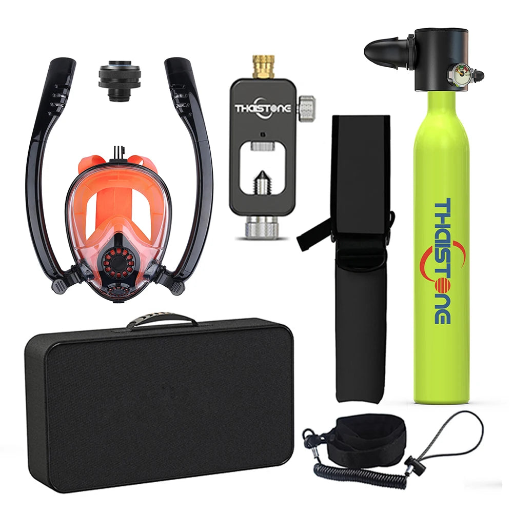 Tauchset mit Vollgesichtsmaske – 0,5 L Mini Scuba Tank & Schnorchelmaske