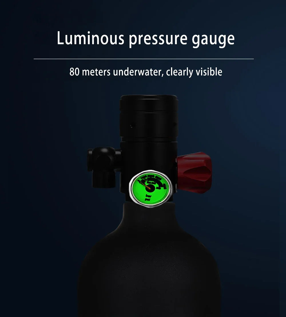 Scuba Sauerstofftank 1L Set – 10-15 Min Atemzeit, Unterwasser-Atemgerät für Wassersport