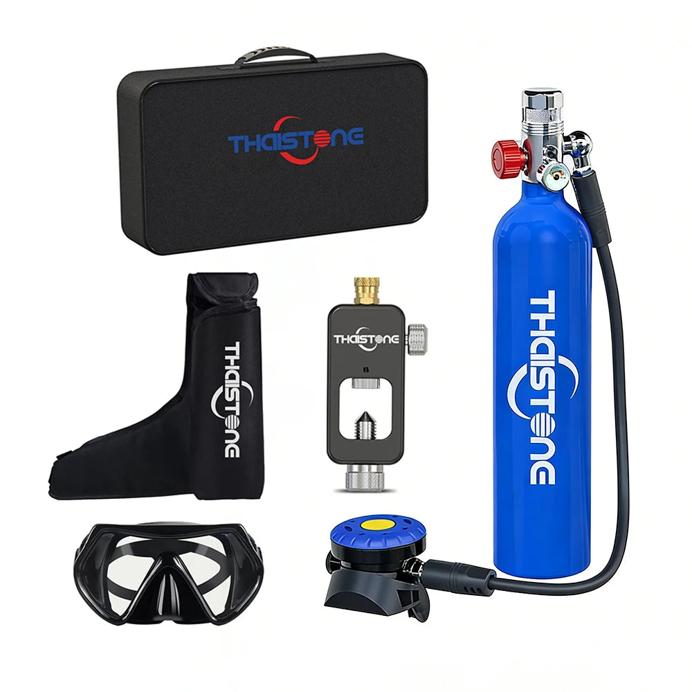 THAISTONE 1L Scuba Tauchflasche – 15–25 Min. Tauchzeit mit Adapter & Profi-Ausrüstung