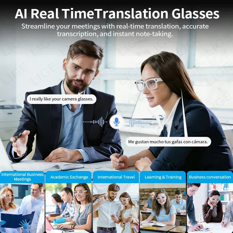 Smart Brille 2026 – Touch-Steuerung, Anti-Blaulicht, HD Foto & Video, Übersetzung & BT