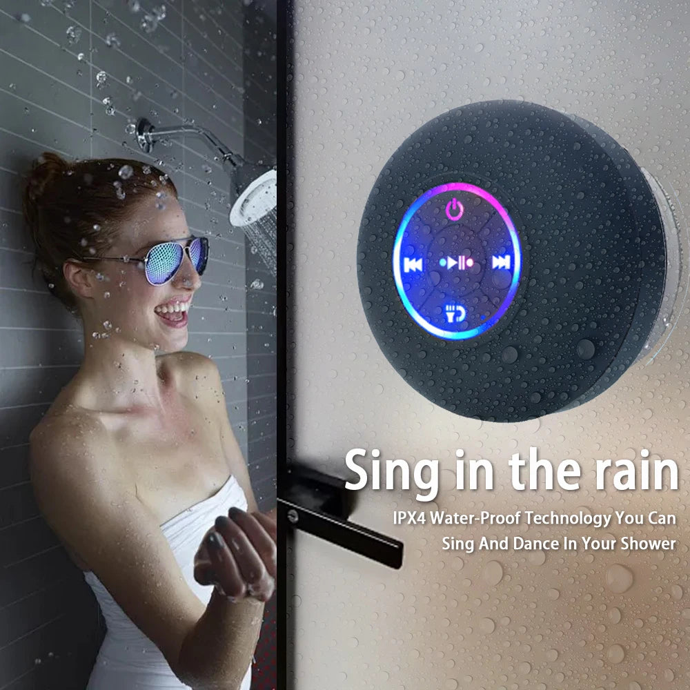 Bluetooth Lautsprecher – Wasserdicht IPX4, LED Licht & Saugnapf für Outdoor & Bad