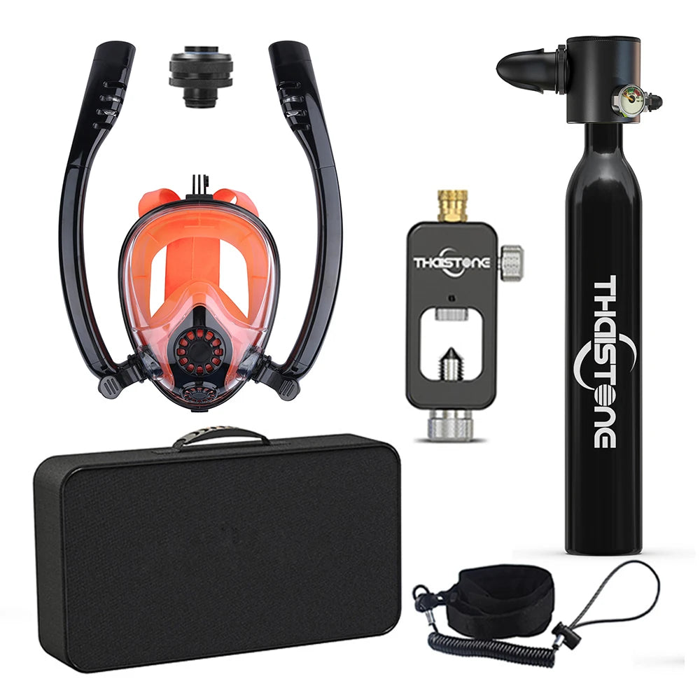 Tauchset mit Vollgesichtsmaske – 0,5 L Mini Scuba Tank & Schnorchelmaske