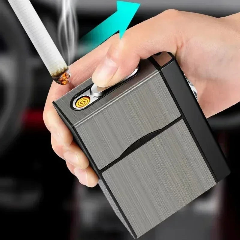 3-in-1-Zigarettenetui für 20 Zigaretten mit Gas- und USB-Feuerzeug – Produktbild 2