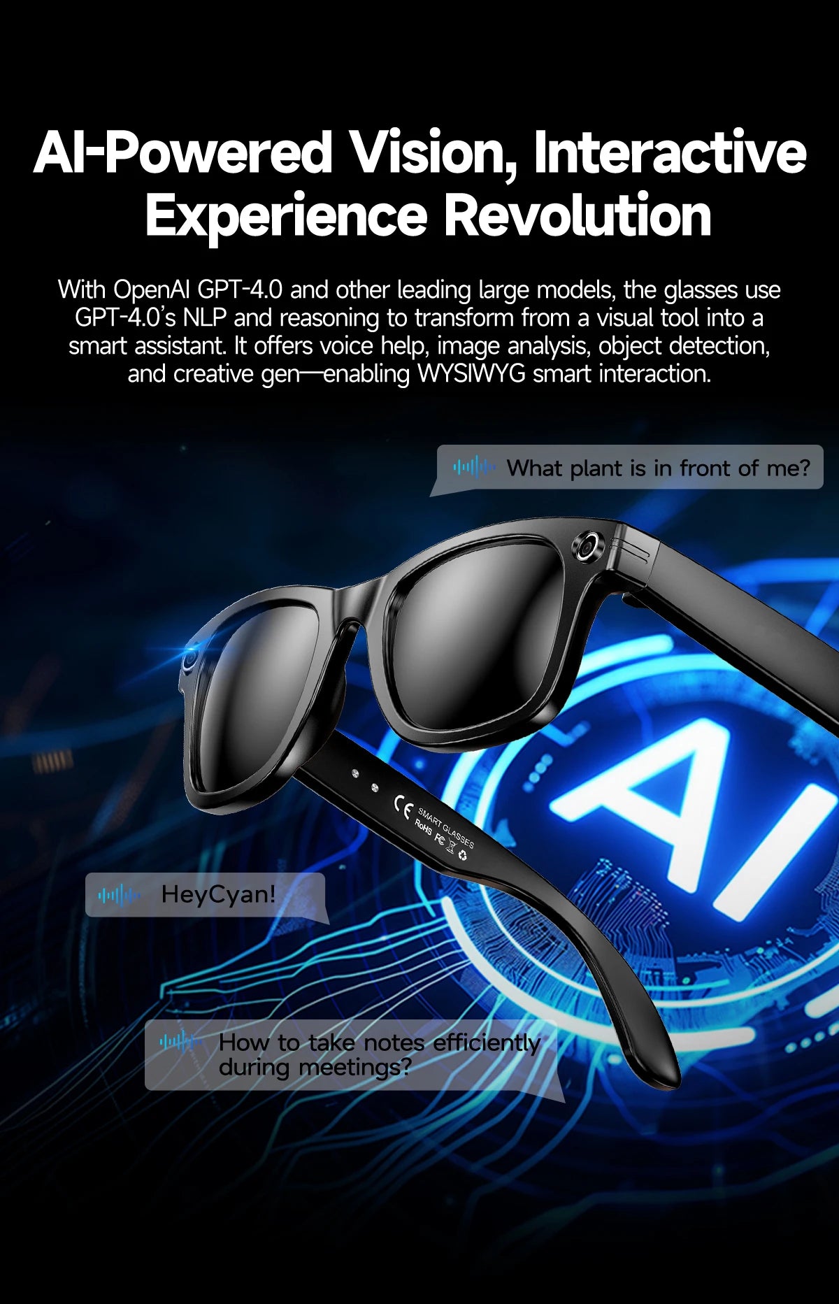 2026 Smart Brille 800W KI-Kamera – KI-Bilderkennung, Anrufe, Sprachassistent & Übersetzung
