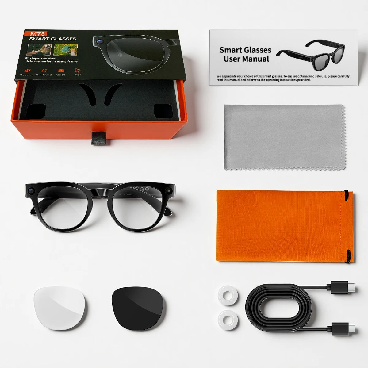KI Smart Brille 2026 – 800W HD, Bluetooth 5.4, Wasserdicht, Übersetzung & Anti-Blaulicht