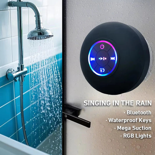 Bluetooth Lautsprecher – Wasserdicht IPX4, LED Licht & Saugnapf für Outdoor & Bad