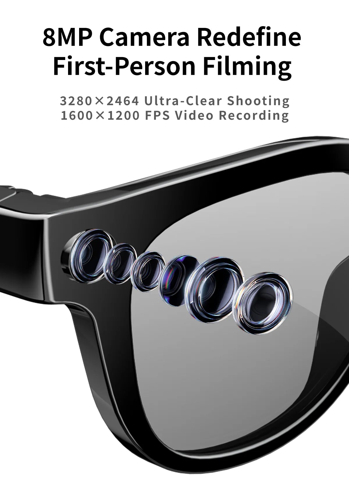 KI Smart Brille 2026 – 800W HD, Bluetooth 5.4, Wasserdicht, Übersetzung & Anti-Blaulicht