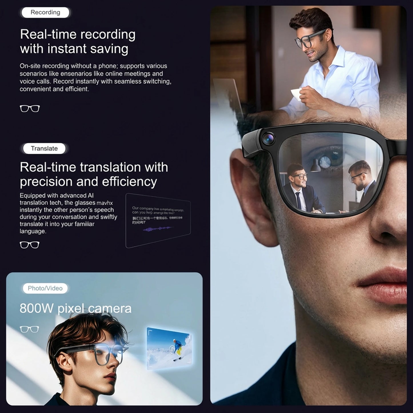 GUHUAVMI M02S KI Smart Brille – 8MP Sony Kamera, ChatGPT & WiFi