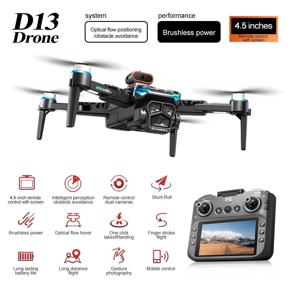 D13 Drohne – 4K Triple-Kamera, 5-seitige Hinderniserkennung, 25 Min. Flugzeit