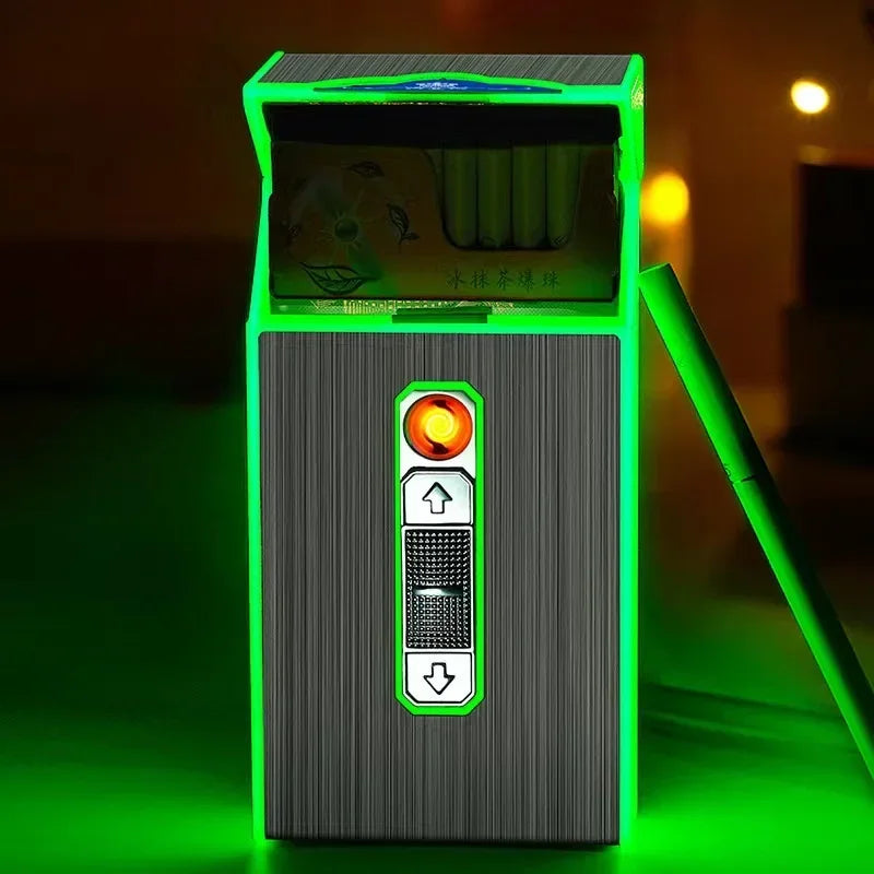 Schmales USB-Zigarettenetui für 20 Zigaretten mit Lichtbogen-Feuerzeug – Produktbild 5