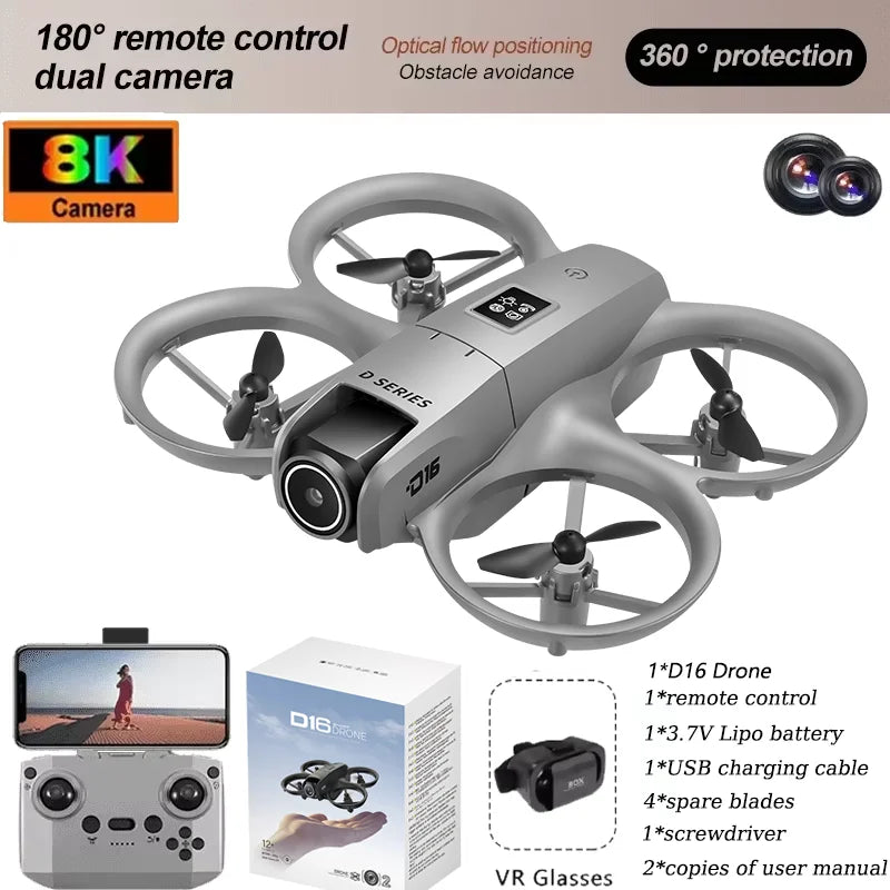 D16 8K Drohne – Dual Kamera, FPV, 5G WiFi & Hinderniserkennung