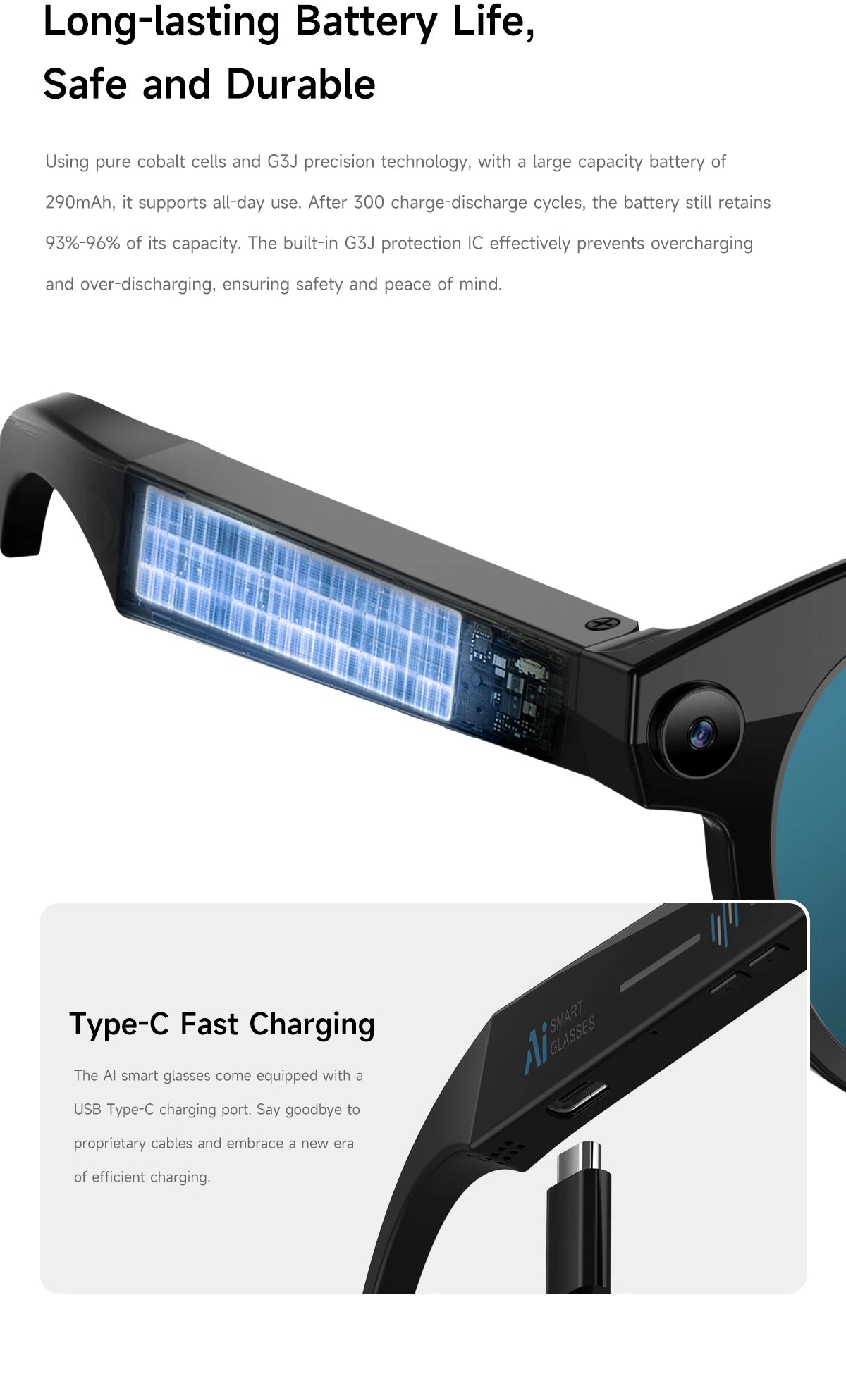 KI Smart Brille 2025 – 800W Kamera, Foto & Video, Übersetzung, Musik & BT Anruf
