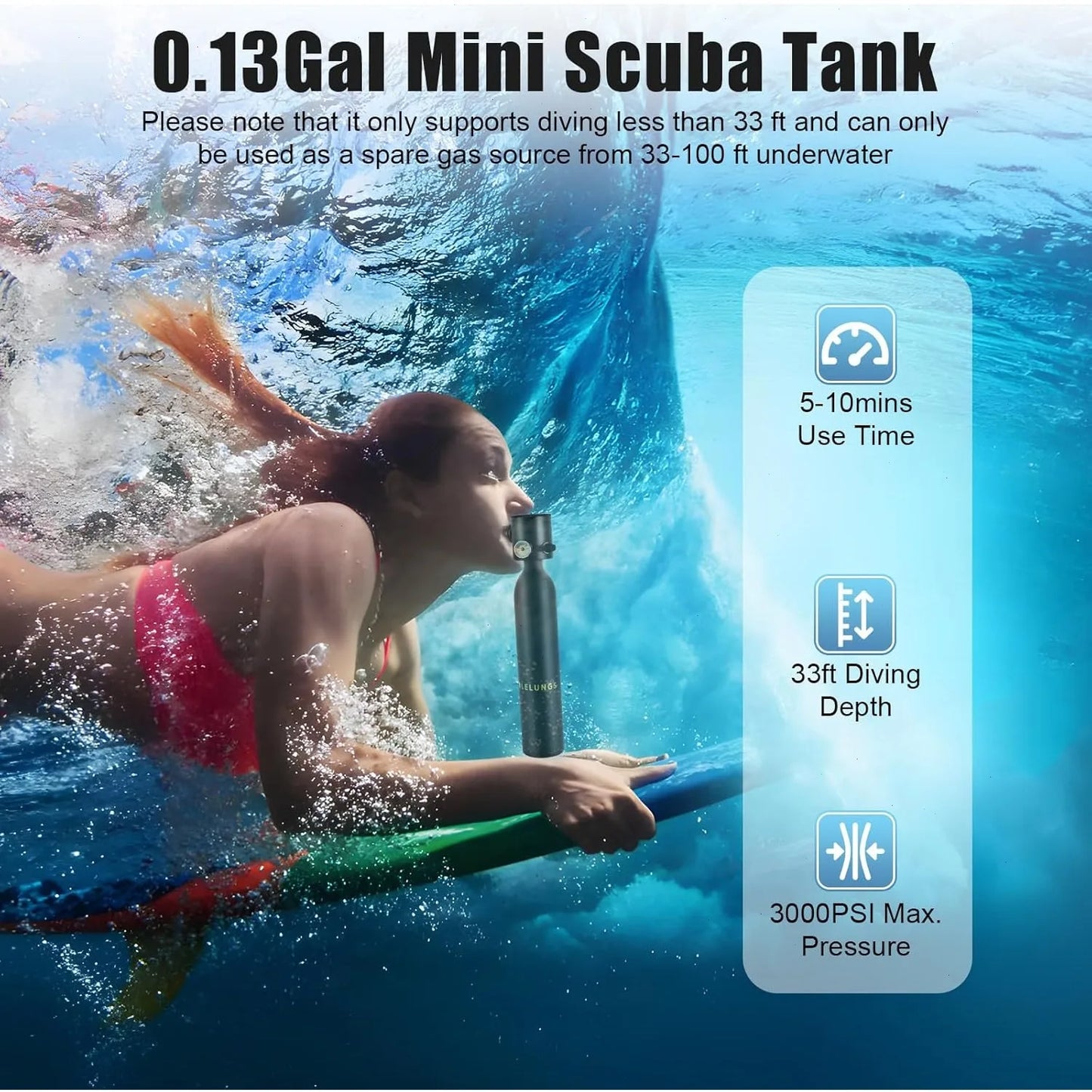 Mini Scuba Tauchflasche 0,5 L – Tragbares Tauchset mit Pumpe & Manometer