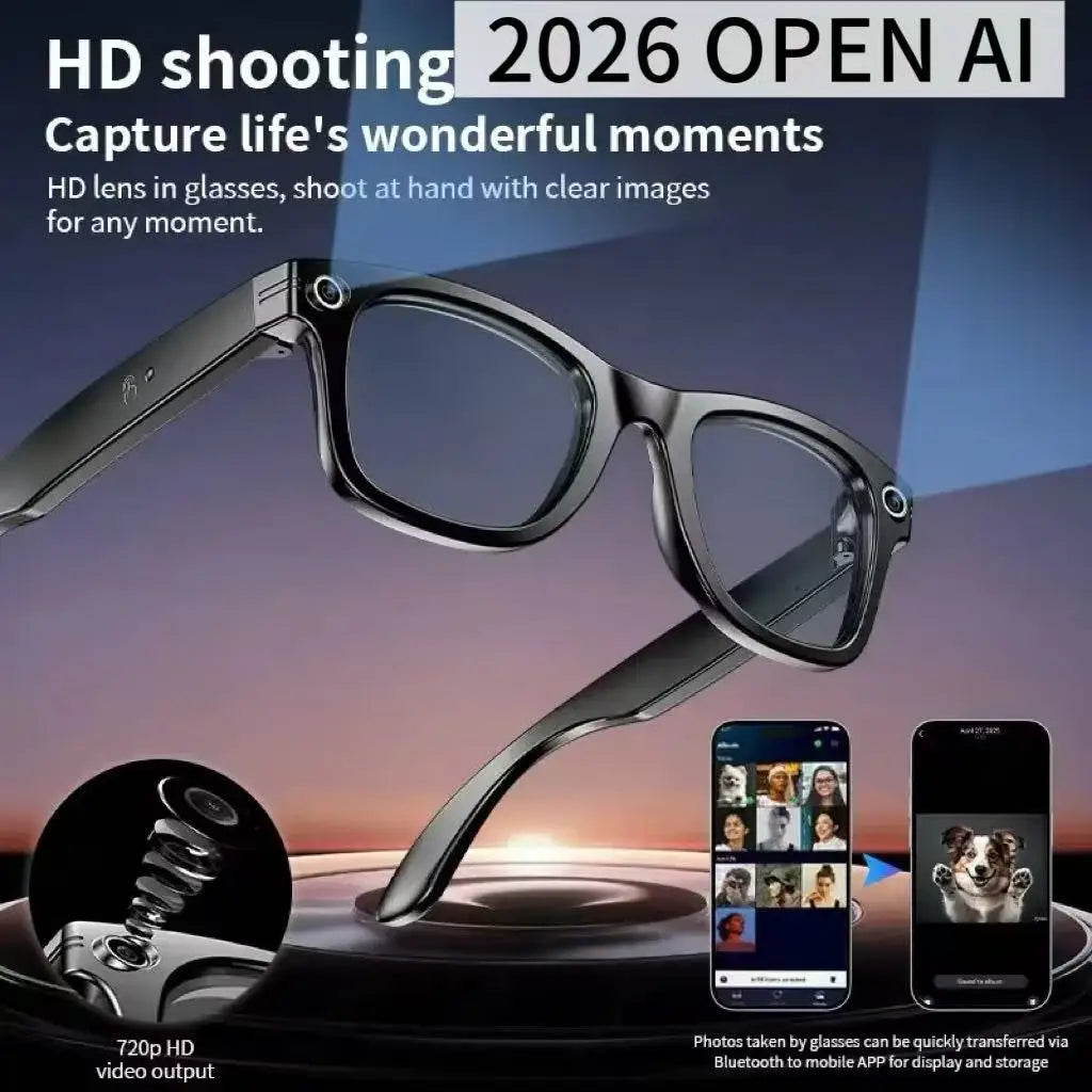 2026 KI Smart-Brille 8MP – 100+ Sprachen Übersetzung, Bluetooth, Musik & Video