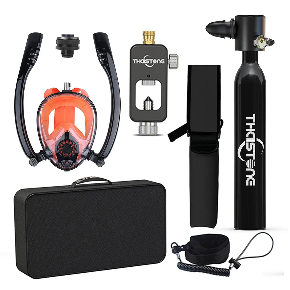 Tauchset mit Vollgesichtsmaske – 0,5 L Mini Scuba Tank & Schnorchelmaske