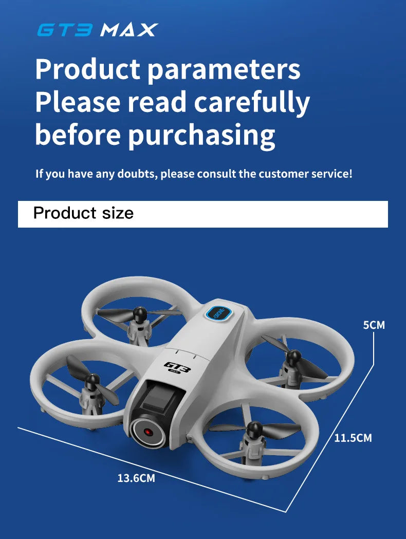 GT3 MAX Mini-Drohne 8K HD – 4,3" Display, Kopfloser Modus, 360° Flip & Kinder-Quadcopter