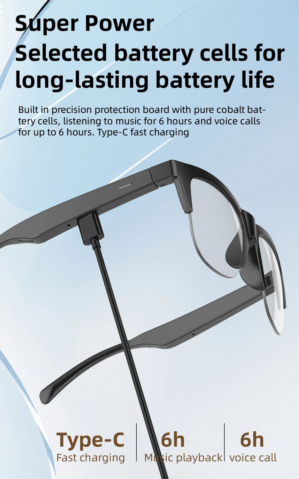 Bluetooth Audio Brille F02 – Open-Ear Lautsprecher & Touch Steuerung