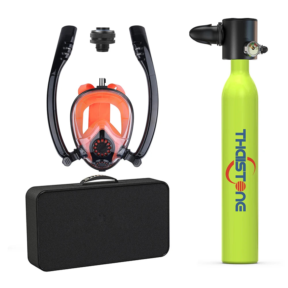 Tauchset mit Vollgesichtsmaske – 0,5 L Mini Scuba Tank & Schnorchelmaske