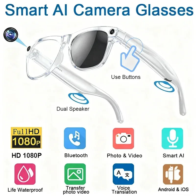 Lenovo 8K Smart-Brille – 1200MP Kamera, ChatGPT, Touch, Sport, KI-Sprachassistent & Bluetooth