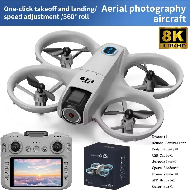 GT3 MAX Mini-Drohne 8K HD – 4,3" Display, Kopfloser Modus, 360° Flip & Kinder-Quadcopter