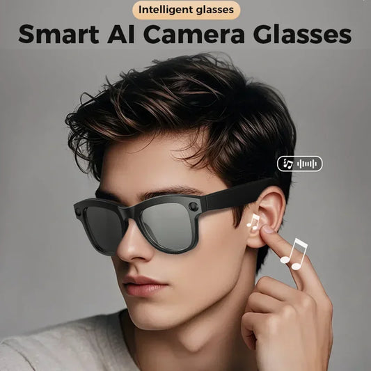 KI Smart Brille 8MP – Anti-Shake HD Video, KI-Chat, Übersetzung & Open-Ear Headset