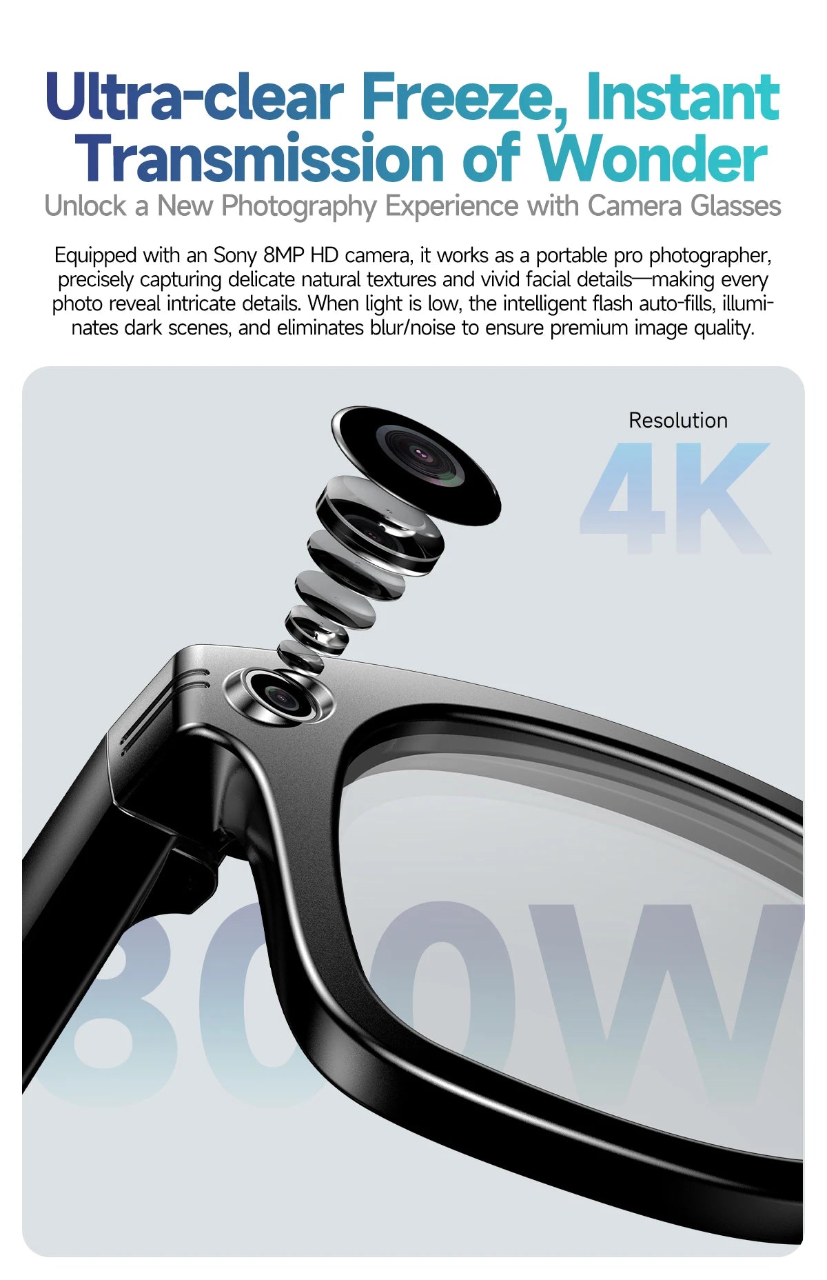 KI Smart Brille 2026 – 4K Kamera, Bluetooth Anruf & KI-Sprachassistent
