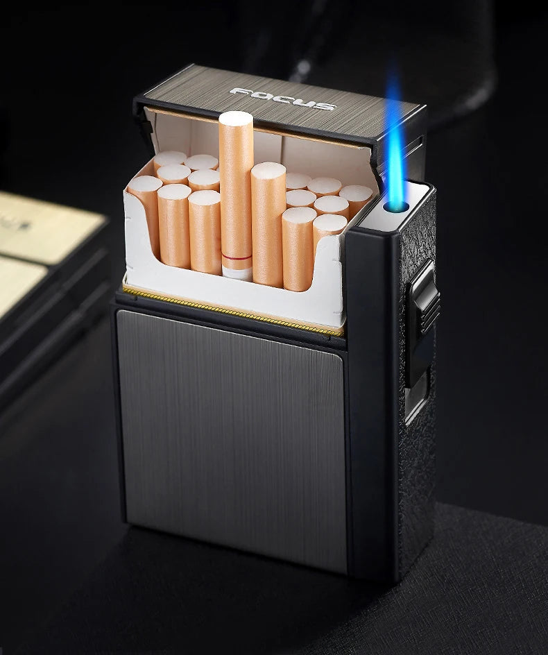 Metall-Zigarettenetui für 20 Zigaretten mit Turbo-Gasfeuerzeug – Produktbild 8
