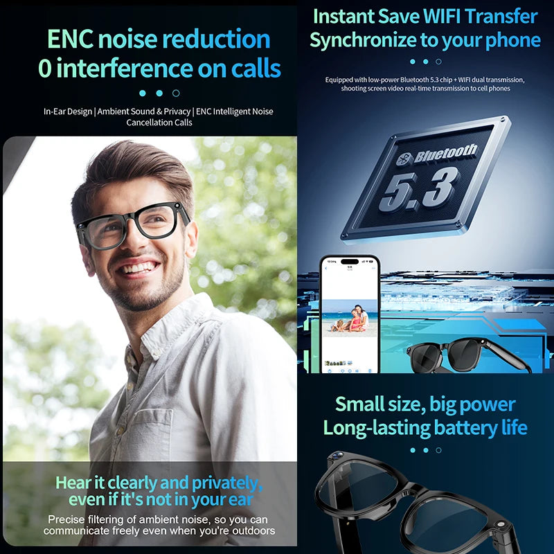 KI Smart Brille 2026 – 800W HD Kamera, KI-Bilderkennung, KI-Konversation & Übersetzung