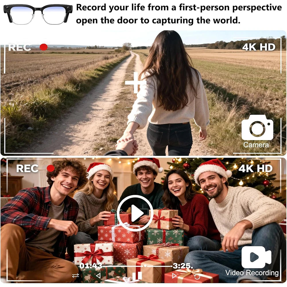 2026 Smart-Brille 800W Ultra-Wide – 4K Video, KI-Bilderkennung, Bluetooth & Übersetzung