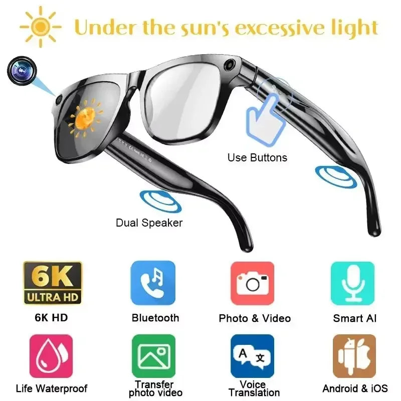 Lenovo Smart-Brille 100MP 8K HD – ChatGPT, 260mAh Akku, Bluetooth & KI-Sprachassistent