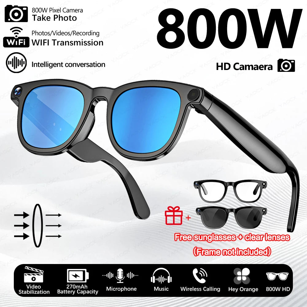 KI Smart Brille 2026 – 800W HD Kamera, KI-Bilderkennung, KI-Konversation & Übersetzung