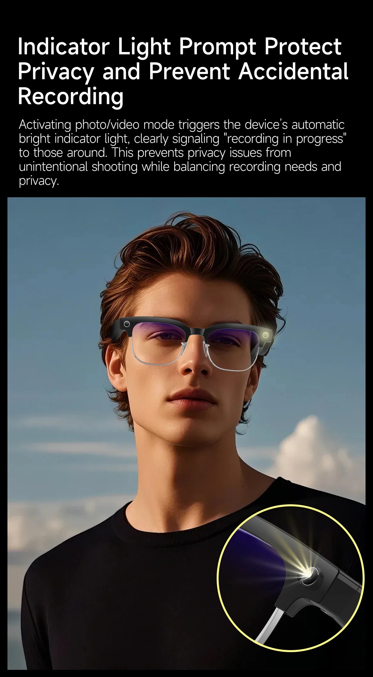 KI Smart Brille 2026 – 8MP HD Kamera, WiFi-Übertragung, Foto-Erkennung & BT Anruf
