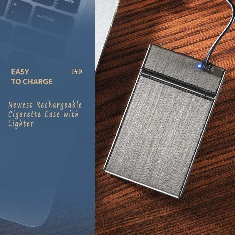 USB-Zigarettenetui für 20 Zigaretten mit elektrischem Lichtbogen-Feuerzeug – Produktbild 2