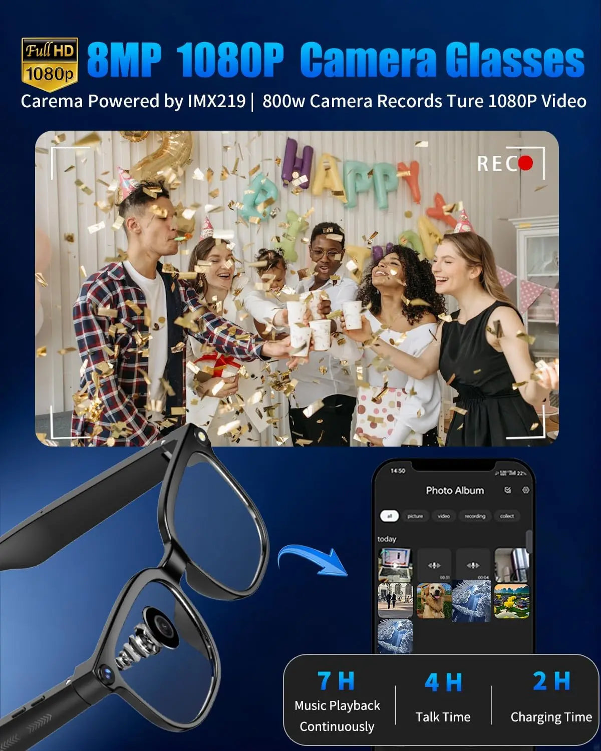 W630 Smart Brille – Kamera, KI-Übersetzung & WiFi Streaming