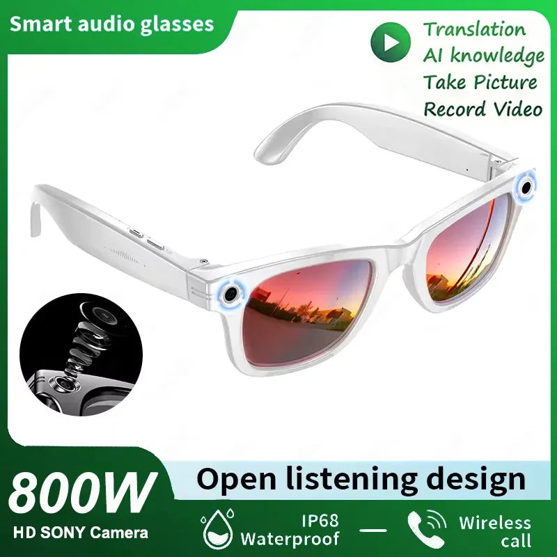 KI Smart Brille IP67 – Bluetooth, Kamera, KI-Übersetzung & Noise Cancelling