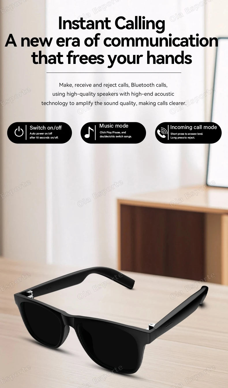 Bluetooth Smart Brille – Musik, Anrufe & UV-Schutz Sonnenbrille