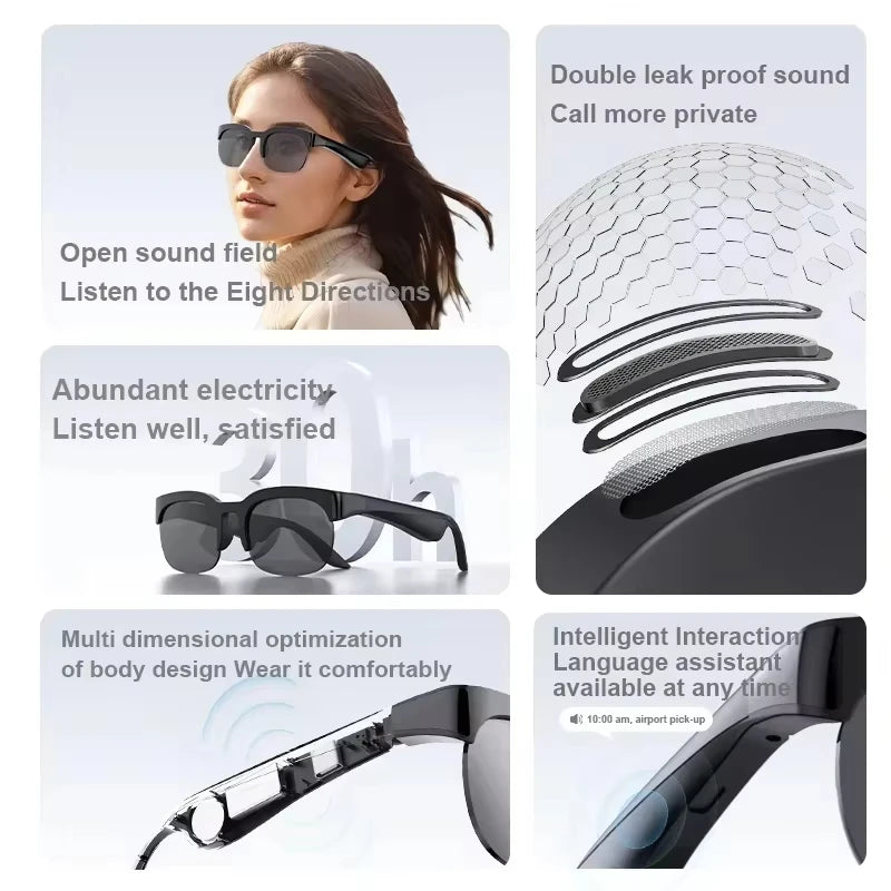 Lenovo D12 Bluetooth-Smart-Brille für Musik und Anrufe – Produktbild 2