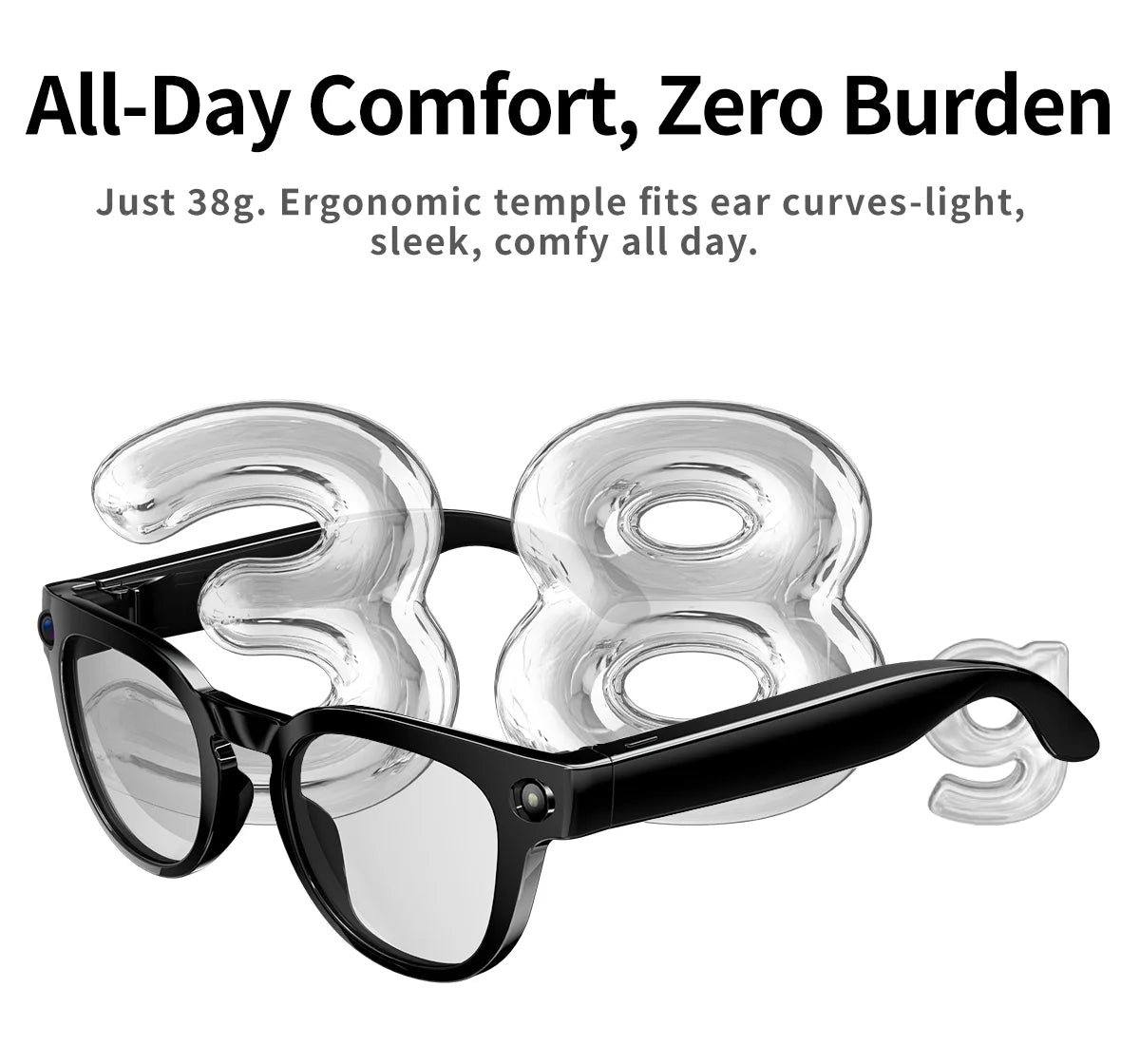 KI Smart Brille 2026 – 800W HD, Bluetooth 5.4, Wasserdicht, Übersetzung & Anti-Blaulicht