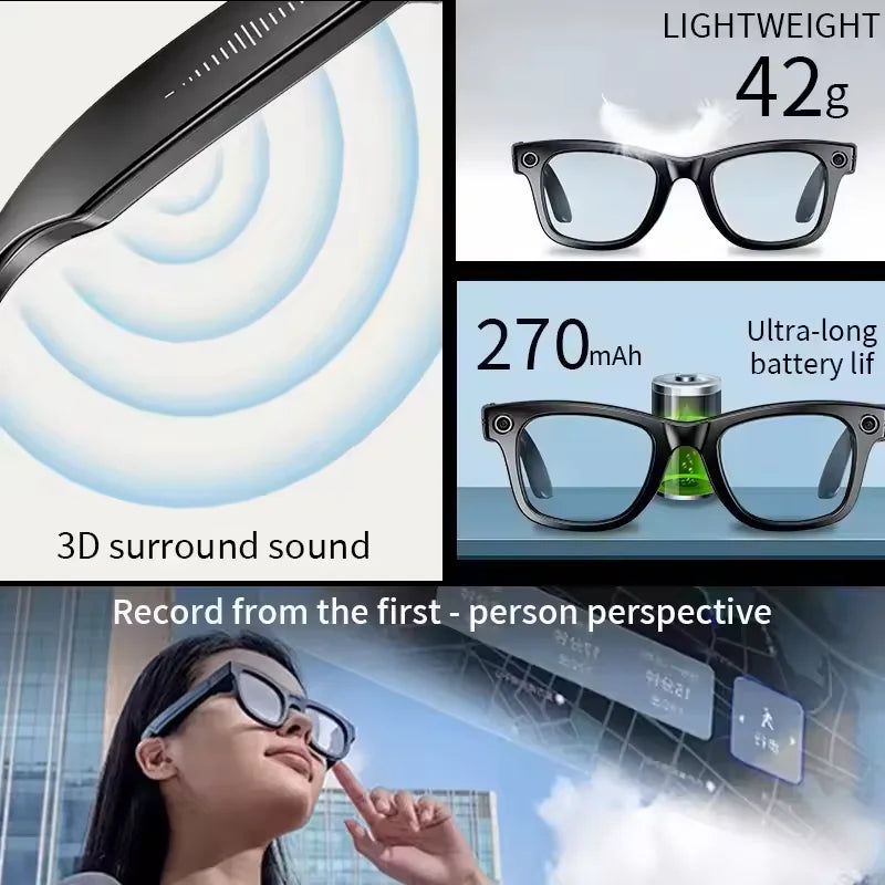 KI Smart Brille – Kamera, Echtzeit-Übersetzung 100+ Sprachen & Bluetooth