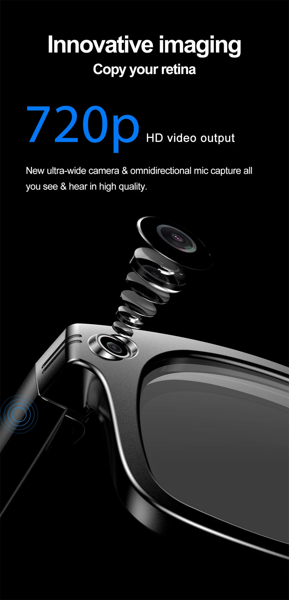 KI Smart Brille 2026 – HD Kamera, Übersetzung & Bluetooth Audio