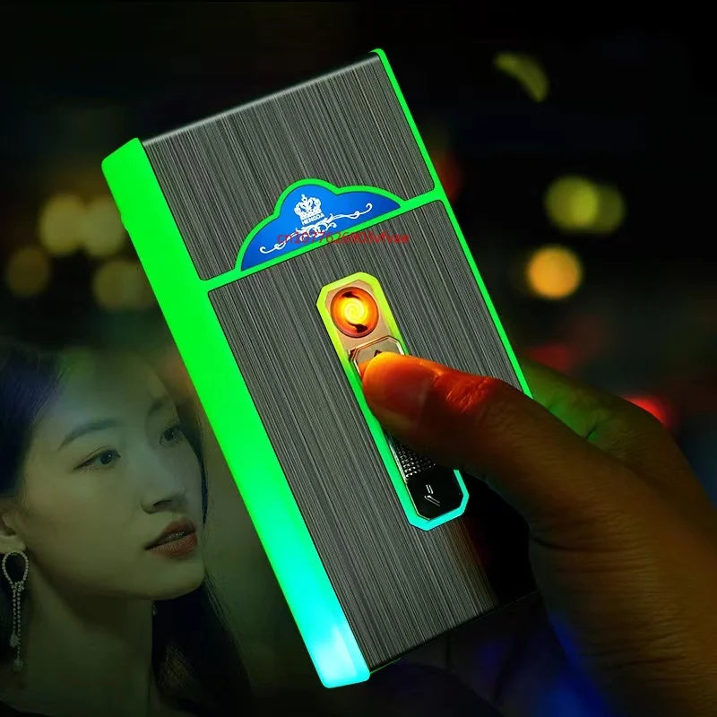 Schmales USB-Zigarettenetui für 20 Zigaretten mit Lichtbogen-Feuerzeug – Produktbild 14