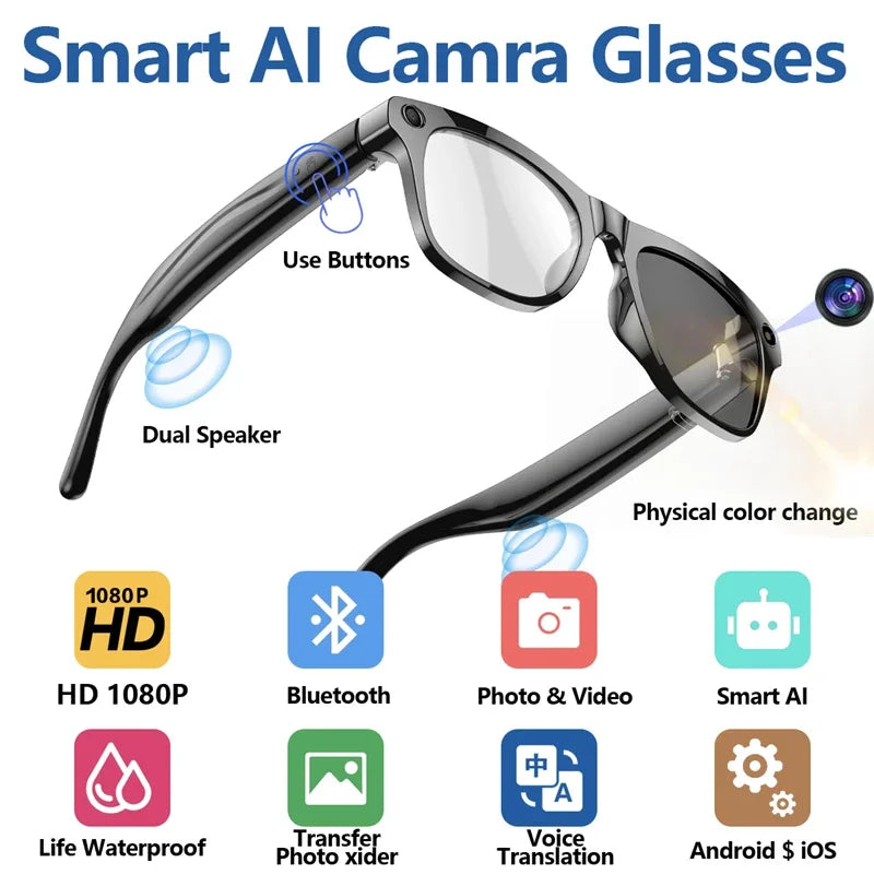 Lenovo Smart-Brille HD Photochrom – KI, Bluetooth, Musik, Übersetzung & Kamera