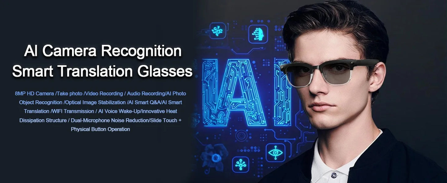 2026 Smart-Brille 800W Ultra-Wide – 4K Video, KI-Bilderkennung, Bluetooth & Übersetzung