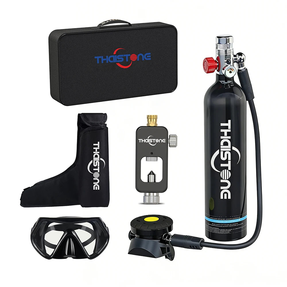 THAISTONE 1L Scuba Tauchflasche – 15–25 Min. Tauchzeit mit Adapter & Profi-Ausrüstung