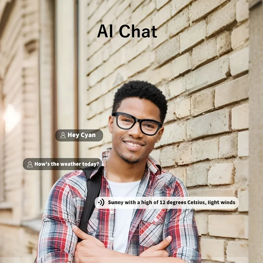 KI Smart Brille 8MP – Anti-Shake HD Video, KI-Chat, Übersetzung & Open-Ear Headset